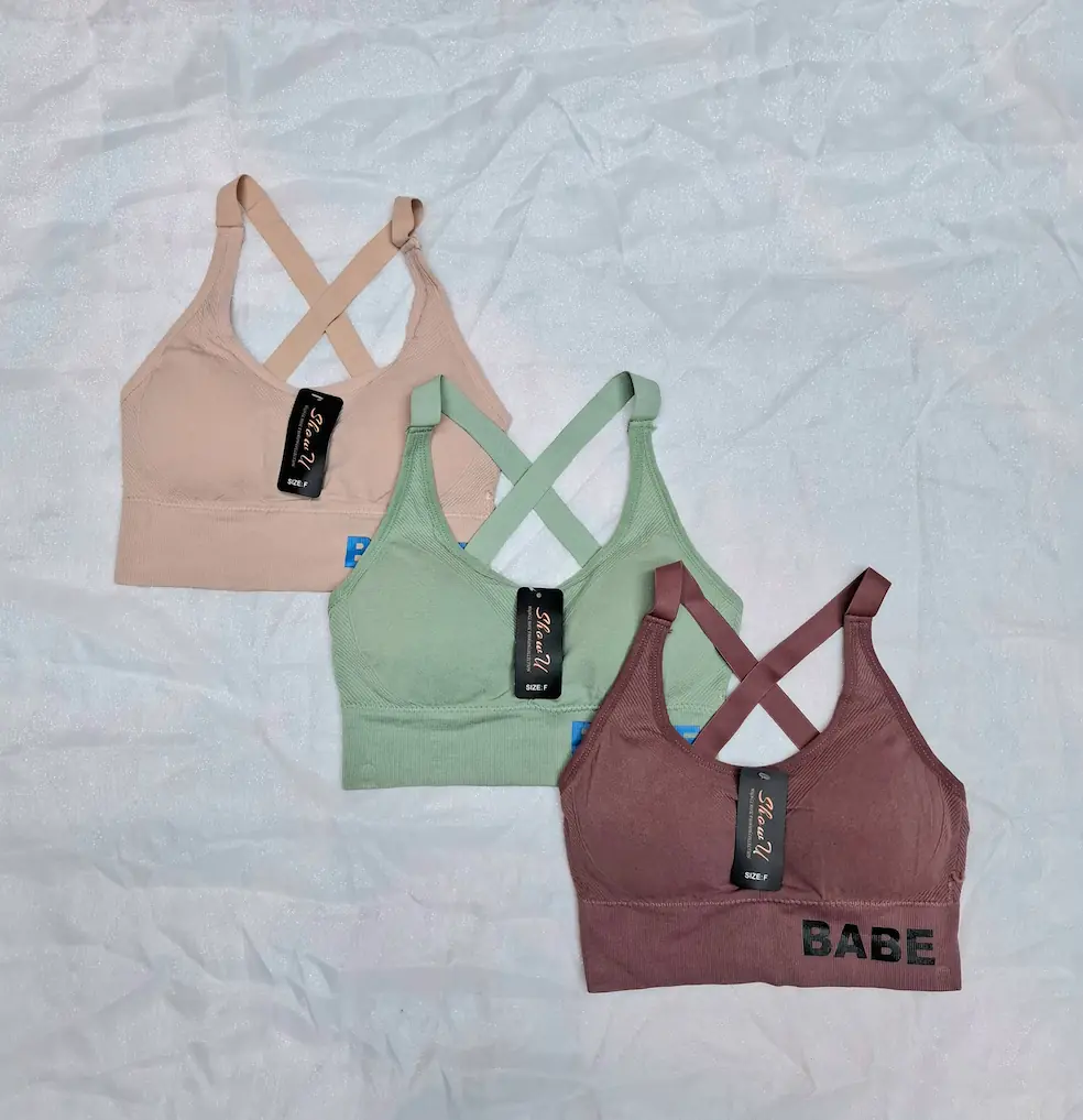 سوتین نیم تنه ورزشی BABE دو بنده فری سایز