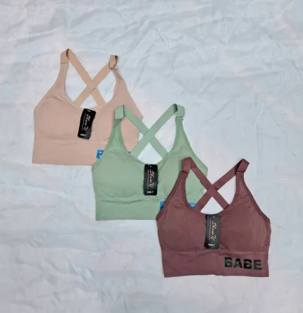 سوتین نیم تنه ورزشی BABE دو بنده فری سایز